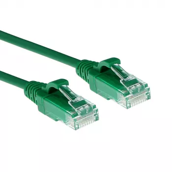 ACT verde 0,15 m LSZH U/UTP CAT6 cavo patch slimline per datacenter senza protezione della linguetta con connettori RJ45