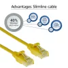 ACT giallo 0,15 m LSZH U/UTP CAT6 cavo patch slimline per datacenter senza linguetta con connettori RJ45