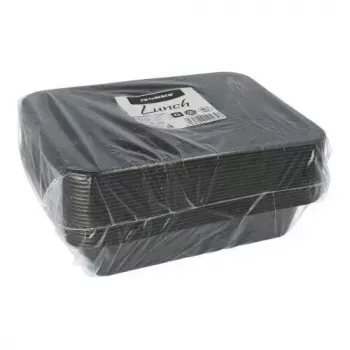Contenitore monouso per alimenti Papstar 96552 in polipropilene nero 227x178x45mm