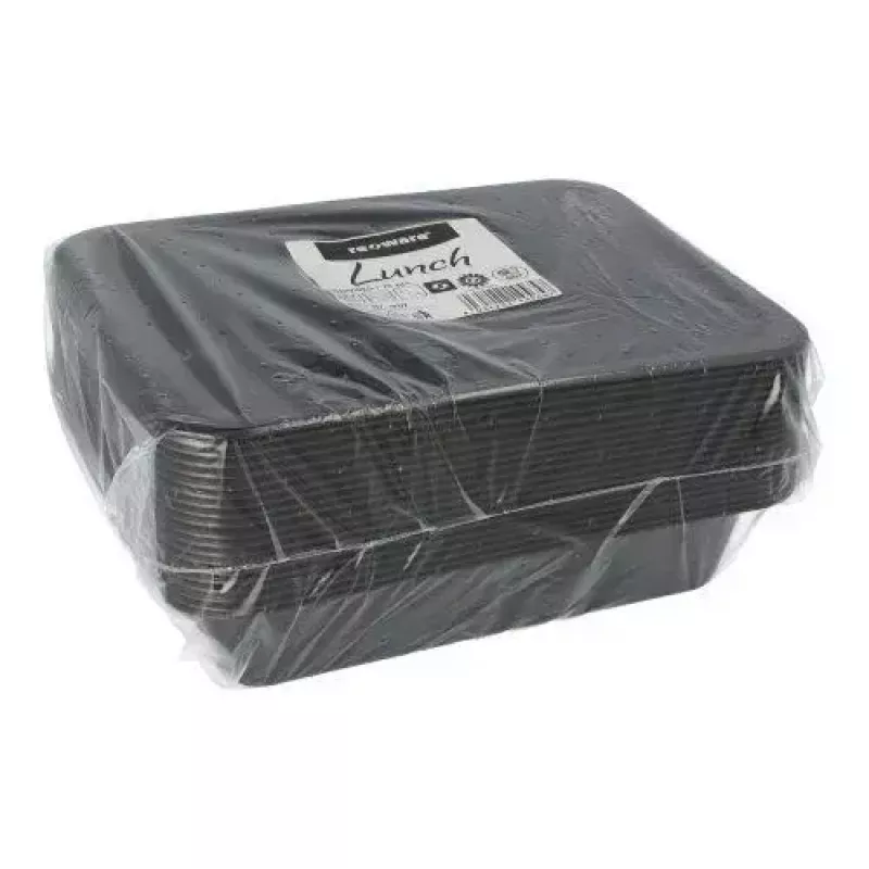 Contenitore monouso per alimenti Papstar 96552 in polipropilene nero 227x178x45mm