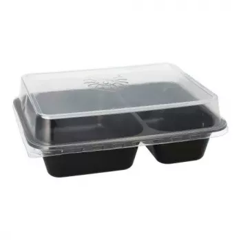 Contenitore monouso per alimenti Papstar 96553 in polipropilene nero 227x178x45mm