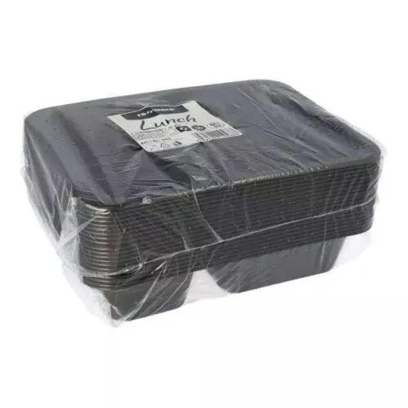 Contenitore monouso per alimenti Papstar 96553 in polipropilene nero 227x178x45mm