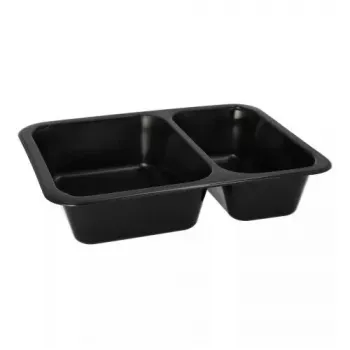 Contenitore monouso per alimenti Papstar 96553 in polipropilene nero 227x178x45mm