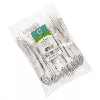 Forchetta monouso Papstar 96427 in polipropilene 50 pezzi bianca 185 mm