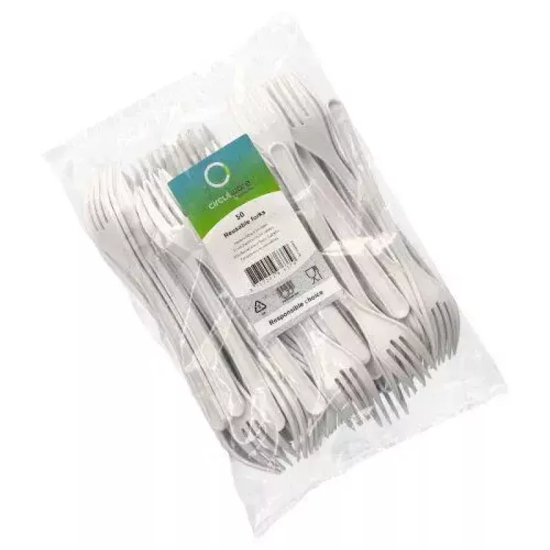 Forchetta monouso Papstar 96427 in polipropilene 50 pezzi bianca 185 mm