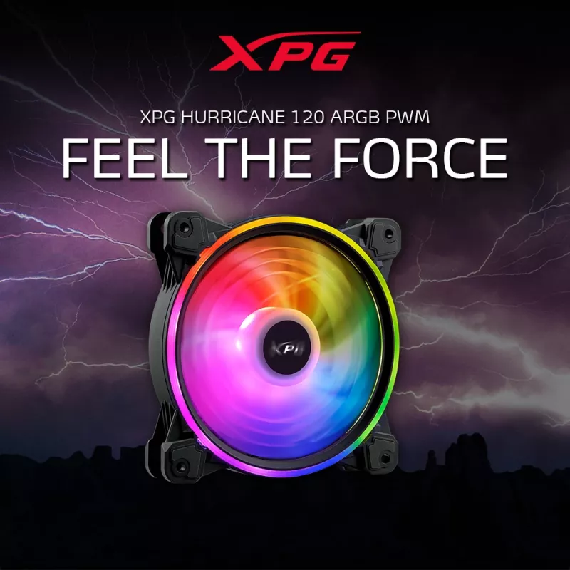 XPG HURRICANE 120 ARGB PWM nero, ventola, 12 cm, 600 RPM, 2000 RPM, nero
