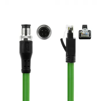ACT Industrial cavo sensore 5,00 metri M12D 4 poli connettore maschio angolare su connettore maschio RJ45, cavo TPE Superflex Xtreme, schermato