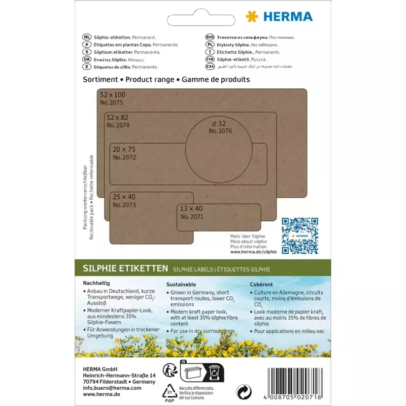 HERMA 2071 etichette multiuso Silphie, 13 x 40 mm, 24 fogli