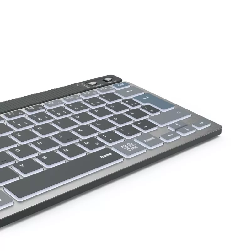 Tastiera multi-dispositivo Hama WK-700, wireless, retroilluminata, compatta, QWERTZ, nera