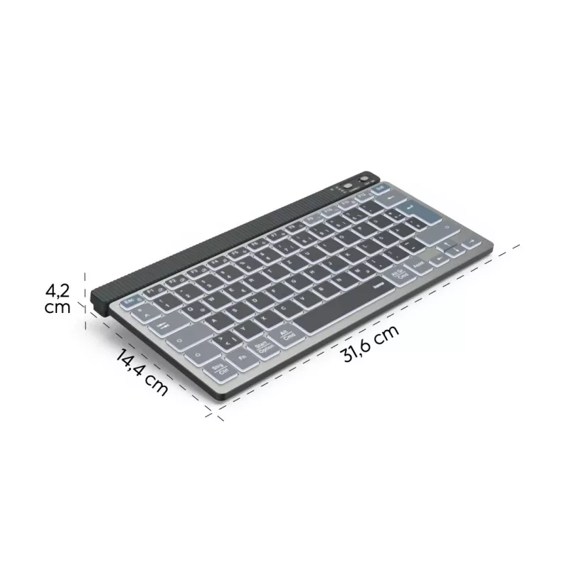 Tastiera multi-dispositivo Hama WK-700, wireless, retroilluminata, compatta, QWERTZ, nera