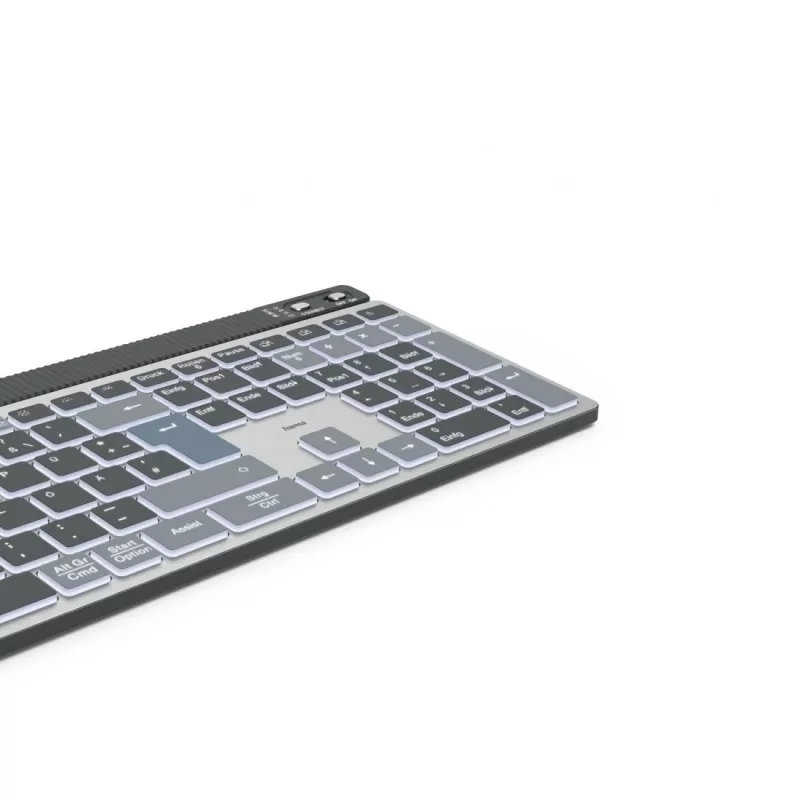Tastiera multi-dispositivo Hama WK-750, wireless, retroilluminata, QWERTZ tedesco, nera