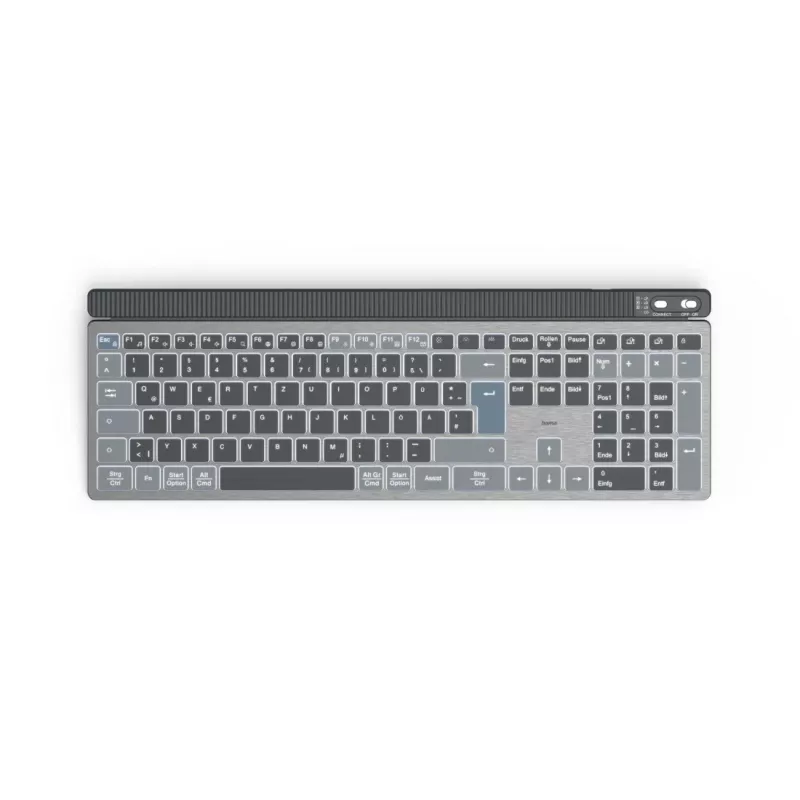 Tastiera multi-dispositivo Hama WK-750, wireless, retroilluminata, QWERTZ tedesco, nera