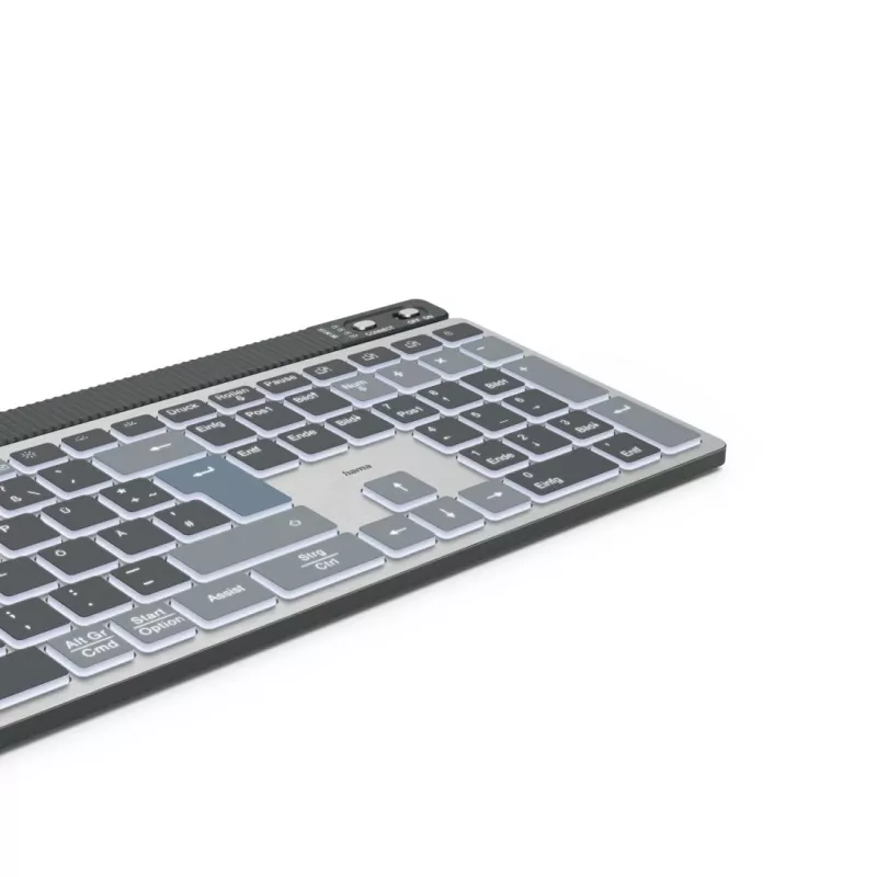 Tastiera multi-dispositivo Hama WK-750, wireless, retroilluminata, QWERTZ tedesco, nera