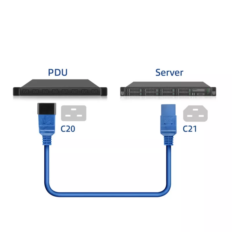 Cavo di alimentazione ACT C20–C21 IEC60320 blu 1 m, 250 V, 16 A