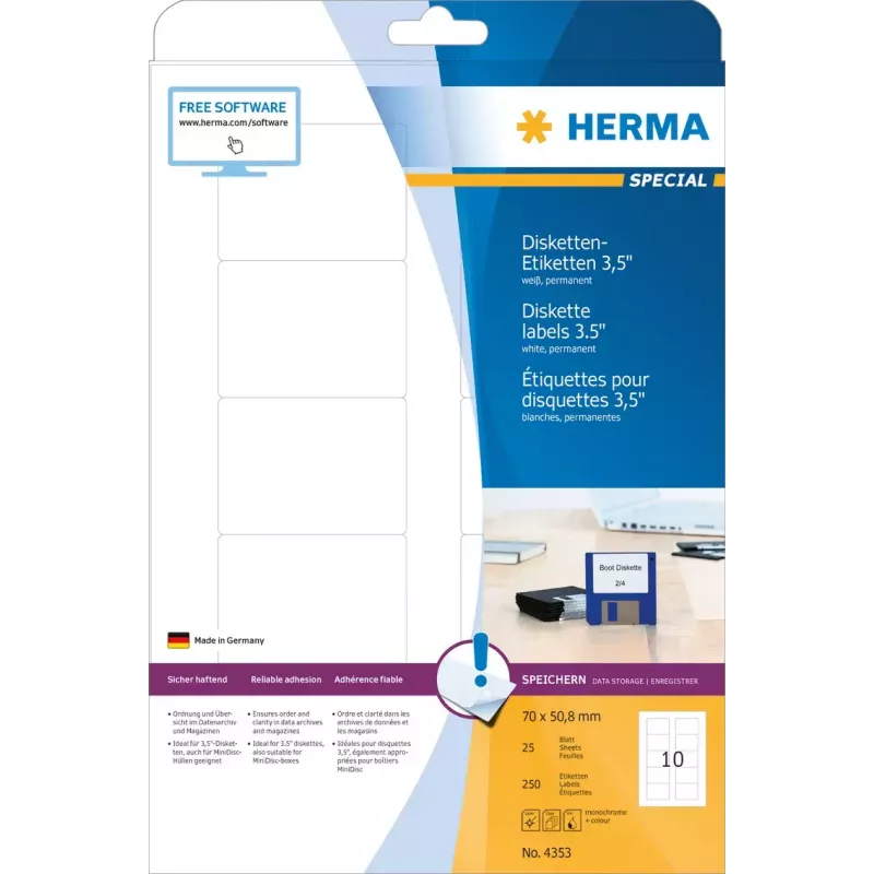 Etichette per stampante adesive HERMA etichette per floppy 3,5 pollici