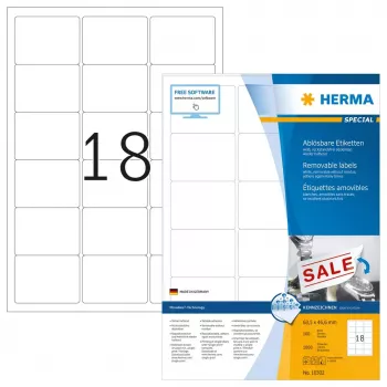 Etichette rimovibili HERMA A4 63,5x46,6 mm 1800 pezzi