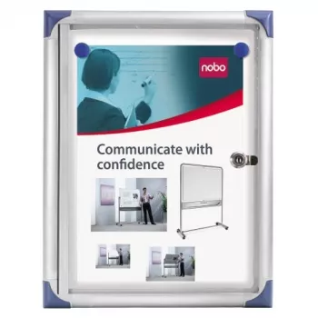Nobo bacheca informativa magnetica chiudibile a chiave extra piatta 1XA4, bianco, alluminio, 1 x A4, porta scorrevole, vetro, 821 g