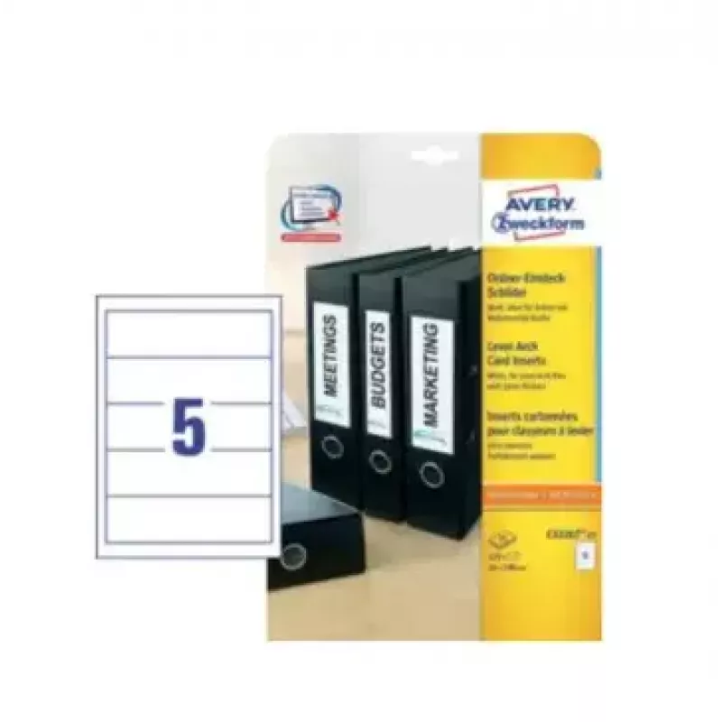 Avery Zweckform C32267-25 etichette per dorso raccoglitori 54 x 190 mm, bianco
