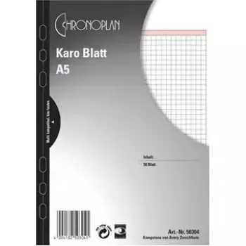 Avery Zweckform Chronoplan 50304 fogli a quadretti per agenda A5, 50 fogli, 80 g/m²