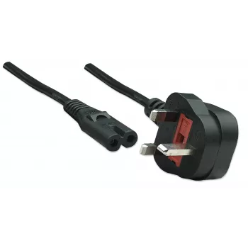 Cavo di alimentazione Manhattan, spina UK 3 pin a connettore femmina C7 (a 8), 1,8 m, 13 A, nero, cavo, garanzia a vita