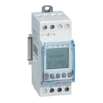 Legrand AlphaRex D21 412631 interruttore orario settimanale digitale, 1 canale, 230 V AC, 2 moduli