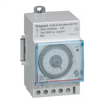 Legrand 412823 interruttore orario analogico per guida DIN, 230 V, 16 A/250 V