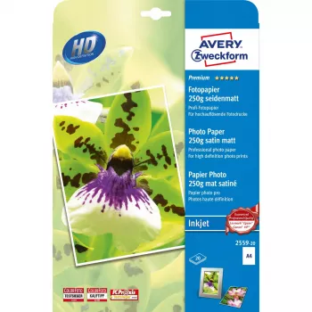 Carta inkjet Avery Premium A4 250 g bianca satinata opaca