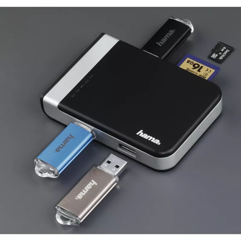 Lettore di schede Hama 00054546 USB 3.2 Gen 1 (3.1 Gen 1) Type-A/Type-C nero, argento
