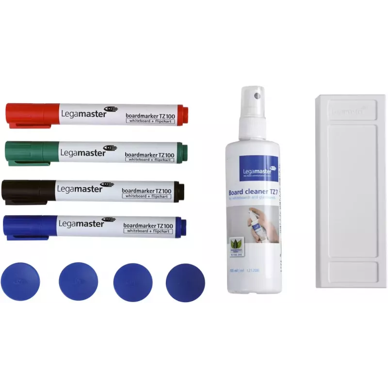 Set di accessori per lavagne bianche Legamaster basic 10 pezzi, compatibile con Legamaster UNIVERSAL, multicolore, 225×45×255 mm