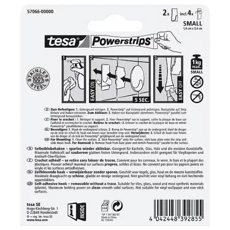 Gancio portasciugamani TESA 57066-00000 Metallic per interni 2 pz.