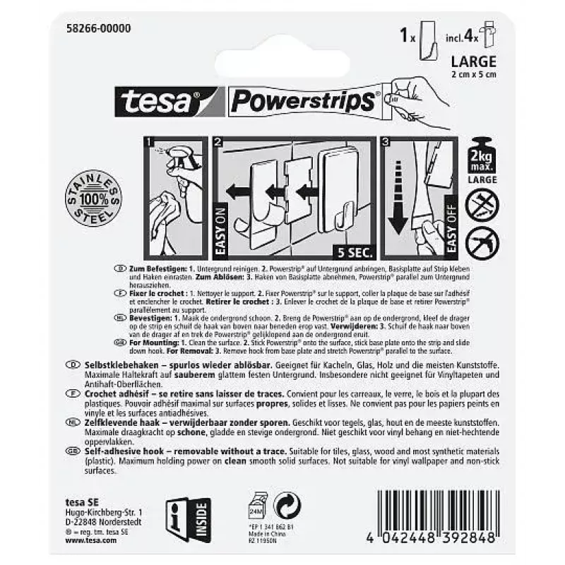 Gancio portasciugamani TESA 58266-00000 acciaio inox per interni