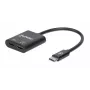 Manhattan adattatore audio USB-C a USB-C e USB-C (incl. Power Delivery), nero, 480 Mbit/s (USB 2.0), cavo 11cm, con Power Delivery alla porta USB-C (60W), tre anni di garanzia