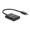 Manhattan adattatore audio USB-C a USB-C e USB-C (incl. Power Delivery), nero, 480 Mbit/s (USB 2.0), cavo 11cm, con Power Delivery alla porta USB-C (60W), tre anni di garanzia