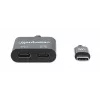 Manhattan adattatore audio USB-C a USB-C e USB-C (incl. Power Delivery), nero, 480 Mbit/s (USB 2.0), cavo 11cm, con Power Delivery alla porta USB-C (60W), tre anni di garanzia