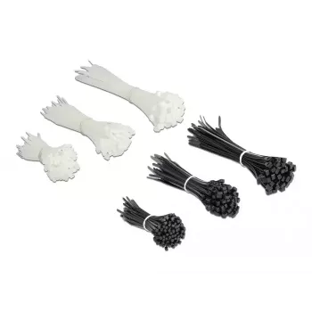 DeLOCK scatola assortita di fascette per cavi, 600 pezzi, nero/bianco