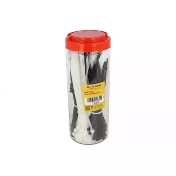 DeLOCK scatola assortita di fascette per cavi, 600 pezzi, nero/bianco