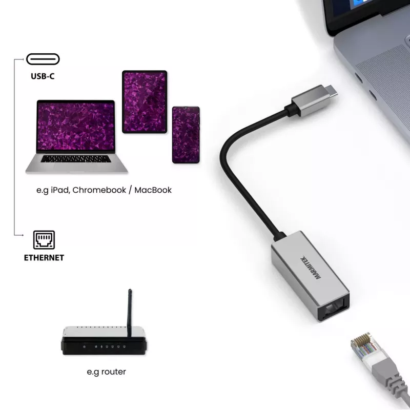 Adattatore da USB-C a Ethernet Marmitek Connect 8373