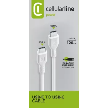 Cellularline Power Cavo 120 cm – USB-C su USB-C, cavo per ricarica e trasferimento dati