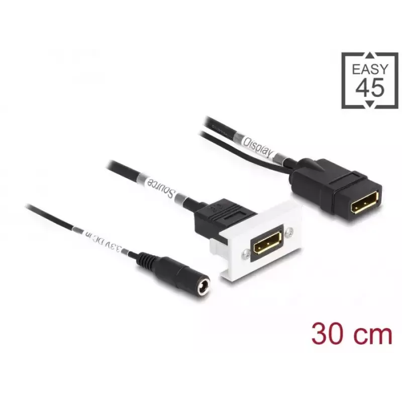 DeLOCK Easy 45 modulo DisplayPort 4K 60 Hz con alimentazione DC 2,1 x 5,5 mm