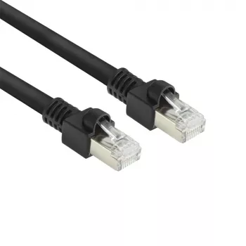 ACT nero 0,5 metri S/FTP CAT7 PUR flex cavo patch senza linguetta con connettori RJ45 (conforme CAT6A)
