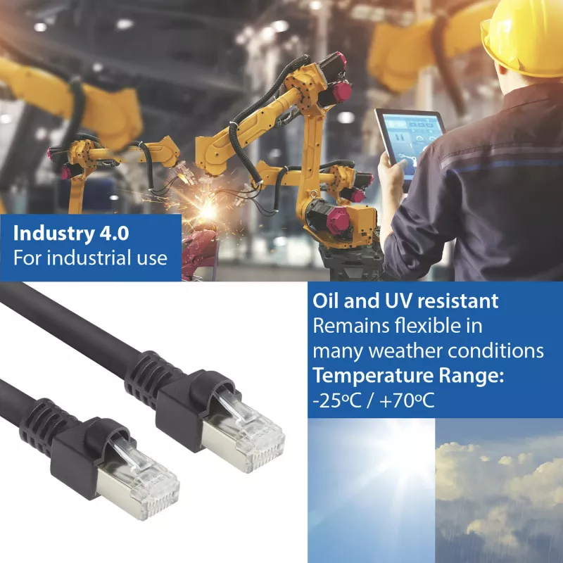 ACT nero 1 metro S/FTP CAT7 PUR flex cavo patch snagless con connettori RJ45 (compatibile CAT6A)