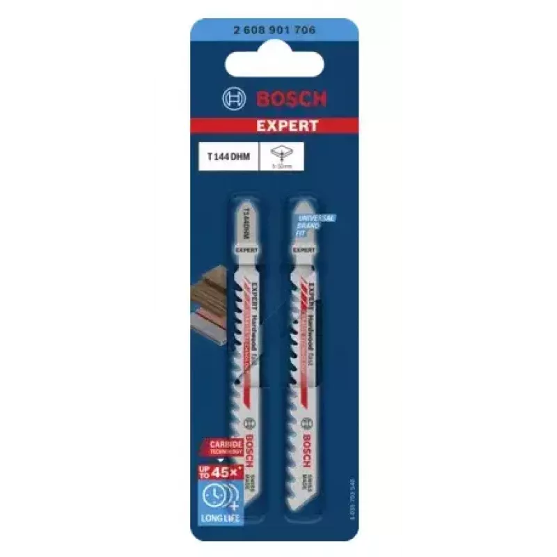Lama per seghetto alternativo Bosch T144DHM Carbide 2 pezzi legno duro plastica