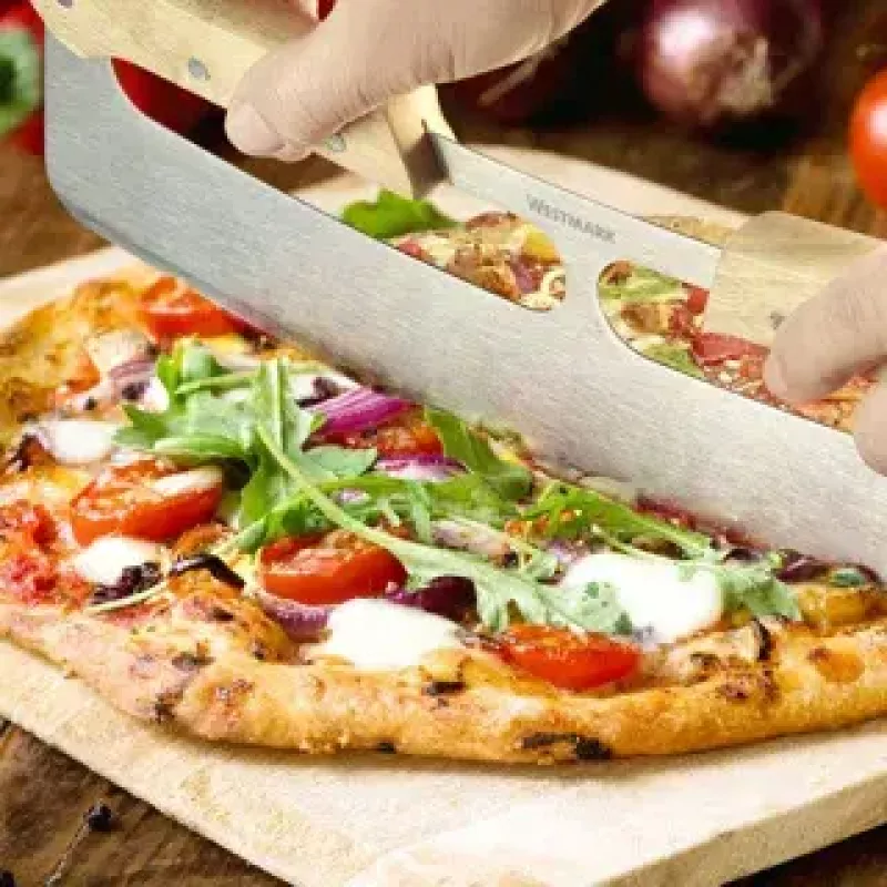 Westmark Pro tagliapizza, acciaio inox, manico in legno, argento/marrone