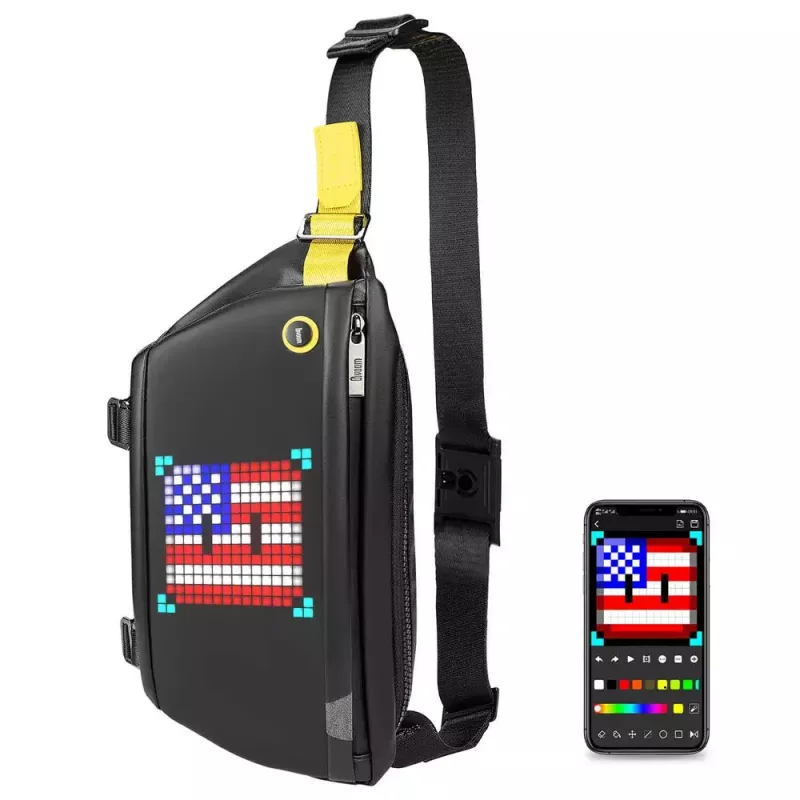 Borsa a tracolla Divoom Pixoo nero unisex 340x90x150 mm display LED