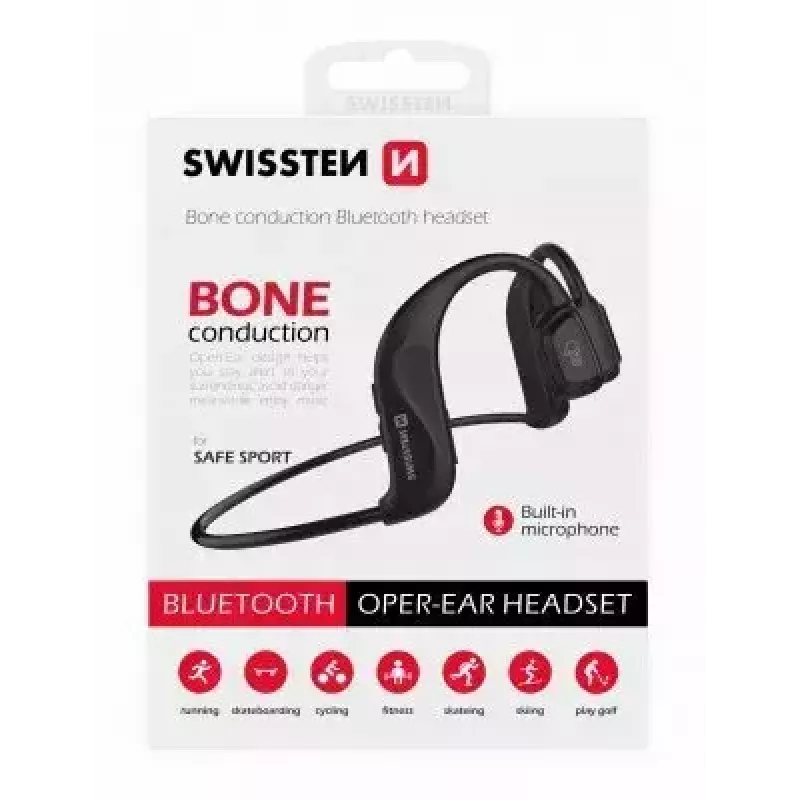 Cuffie Swissten conduzione ossea Bluetooth V5.0 nero