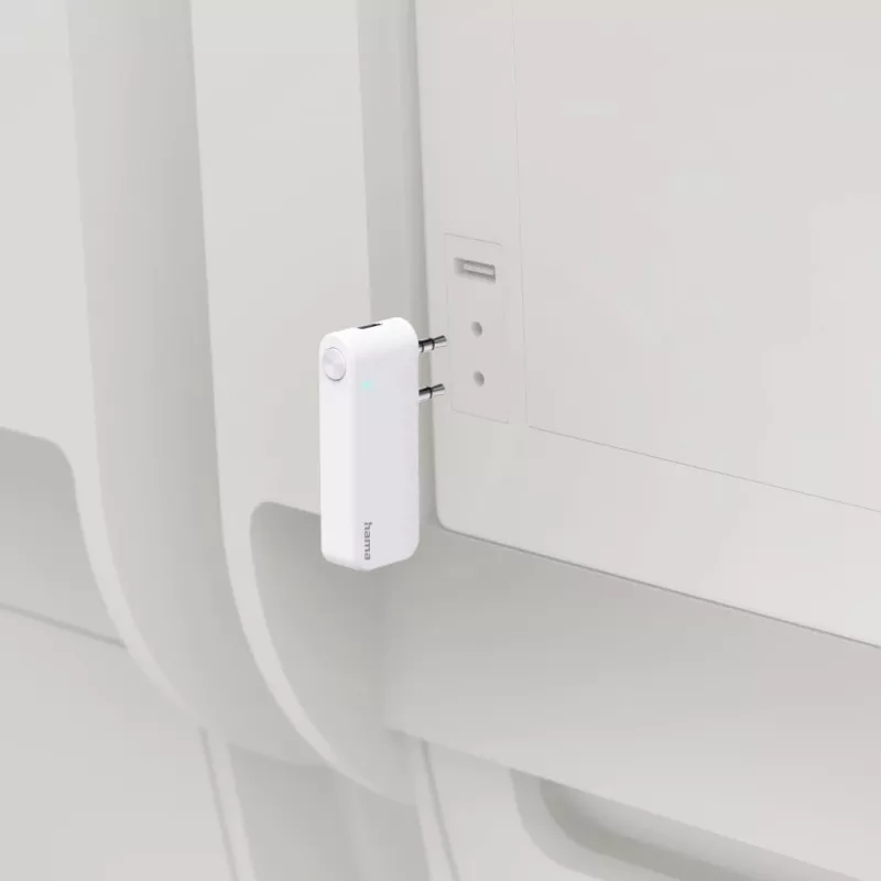 Hama 00014171 trasmettitore audio Bluetooth per aerei e uso universale, 10 h, AUX, bianco