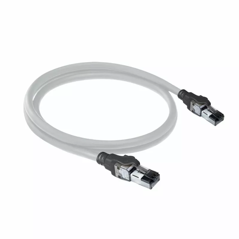 ACT grigio 5 metri S/FTP CAT6A IDC 4PPoE / PoE++ 100W LSZH cavo patch, senza linguette, con connettori RJ45