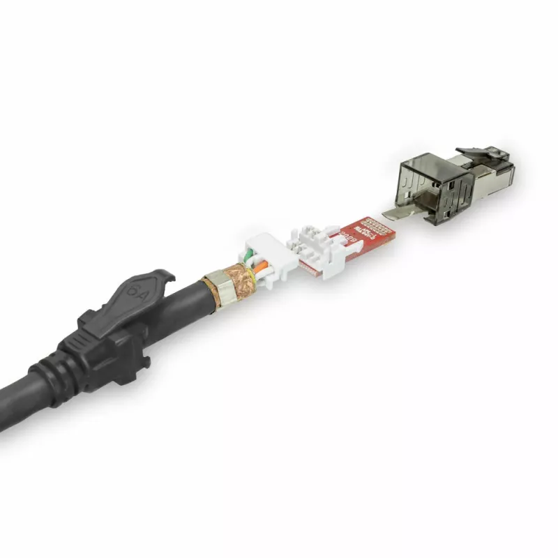 ACT nero 2 metri S/FTP CAT6A IDC 4PPoE / PoE++ 100W LSZH cavo patch snagless con connettori RJ45