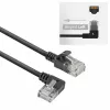 ACT nero 2 metri U/UTP CAT6A LSZH cavo patch Slimline con connettori RJ45 90° angolato a sinistra su dritto
