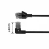 ACT nero 2 metri U/UTP CAT6A LSZH cavo patch Slimline con connettori RJ45 90° angolato a sinistra su dritto